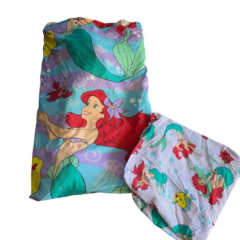 Vintage 90s Disney’s the Little mermaid twin comforter and fitted sheet